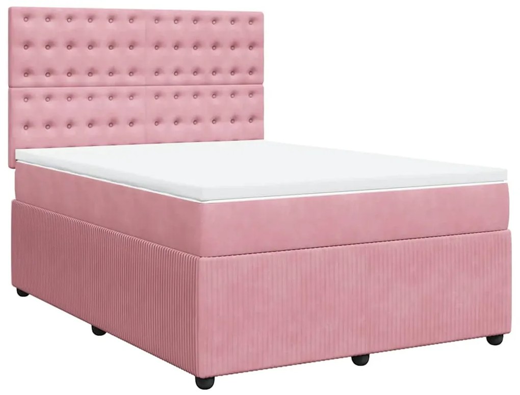 Cama com molas/colchão 160x200 cm veludo rosa