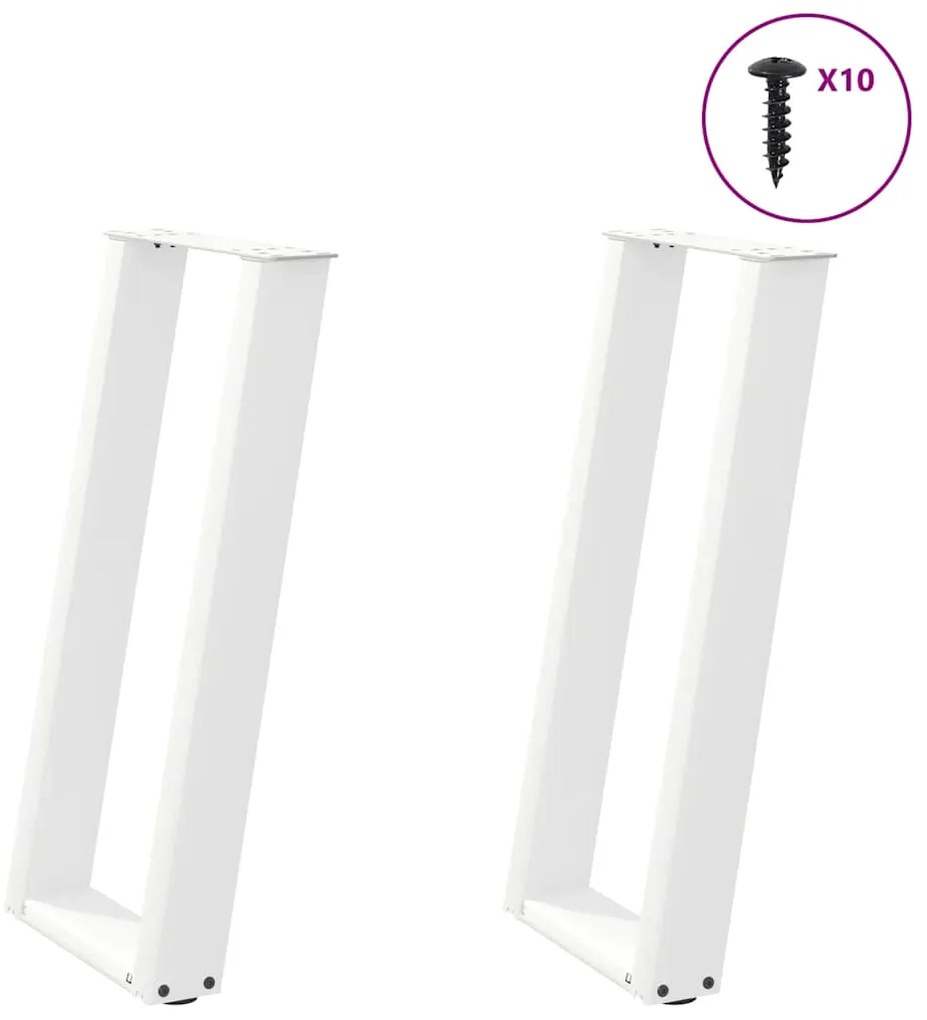 Pés de mesa de console em forma de U, 2 peças, branco, 28x(72-73) cm,