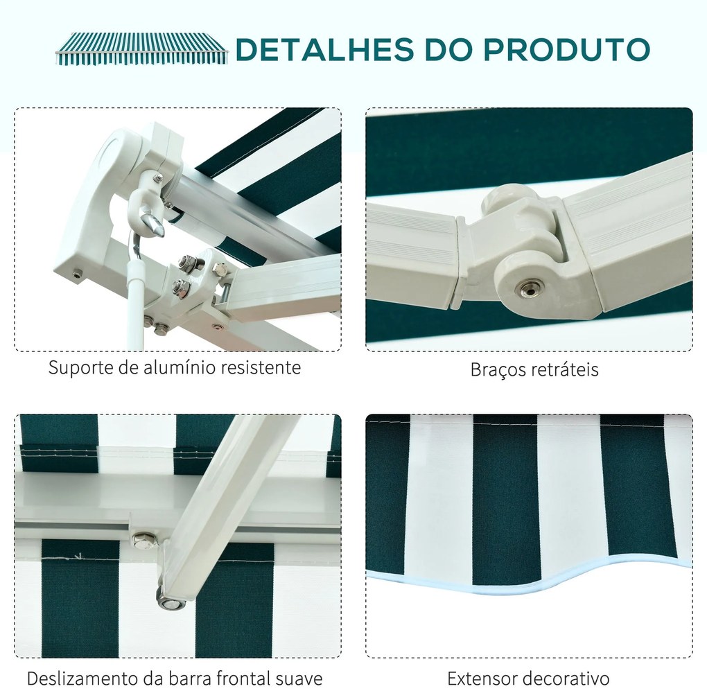 Toldo Manual Dobrável de Alumínio Toldo para Varanda com Ângulo Ajustá