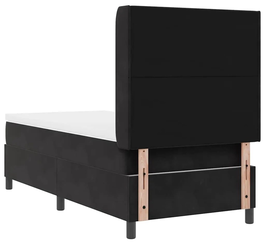Cama Box Spring com Colchão preta 100x200 cm em Veludo