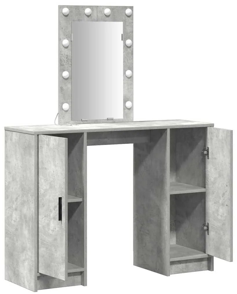 Mesa de Maquiagem vidaXL com Luzes LED Cinza Concreto 102x33x135 cm