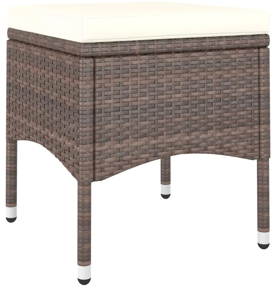 4 pcs conjunto de cadeiras e bancos de jardim vime PE castanho