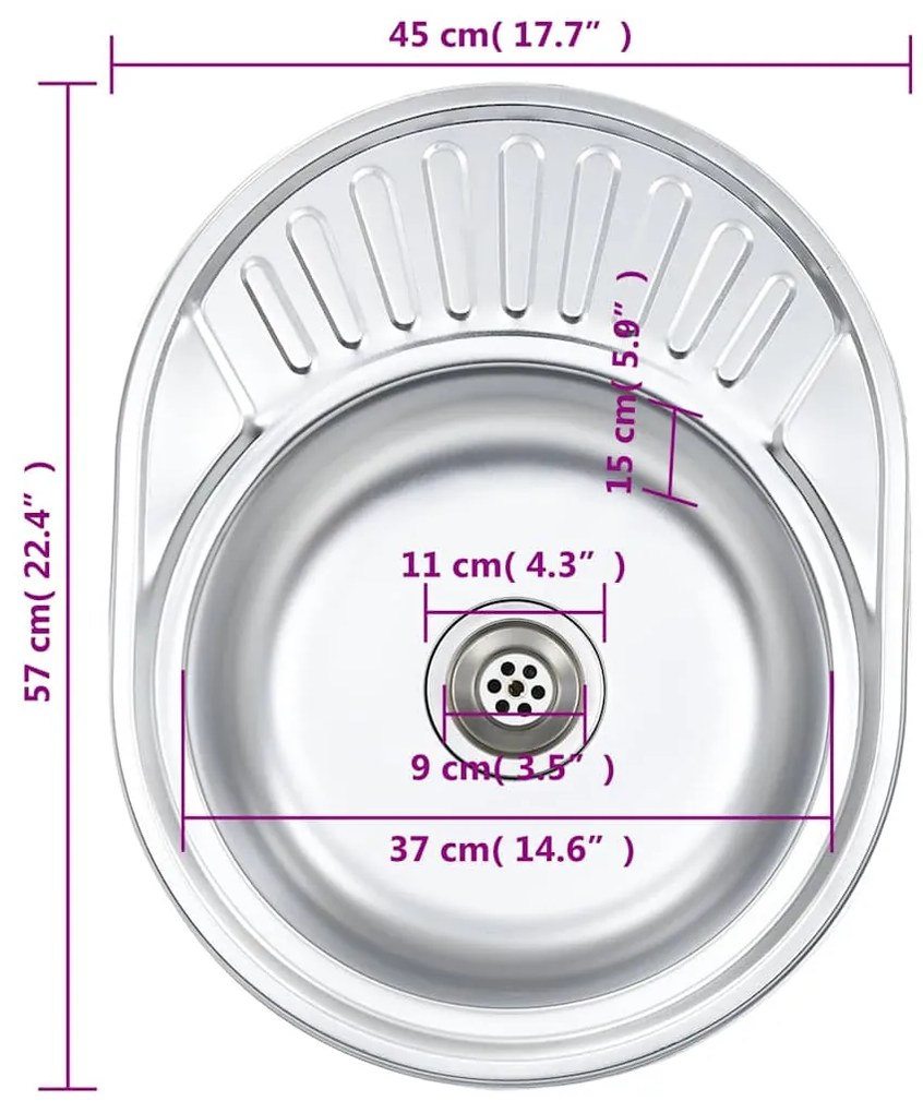 Lava-louças de cozinha com ralo e sifão oval aço inoxidável