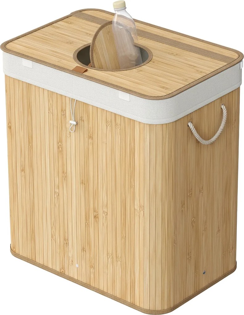 Caixote lixo para recolha de garrafas retornáveis, 120 L 50,5 x 40,5 x 61 cm bambu