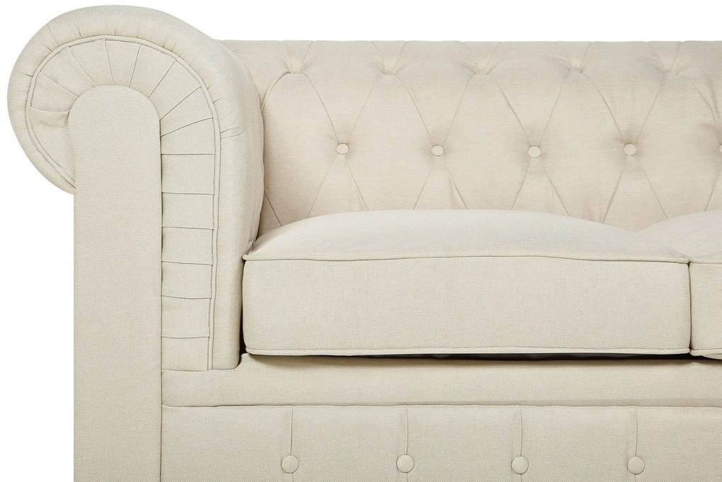 Sofá de 3 lugares em tecido creme CHESTERFIELD Beliani
