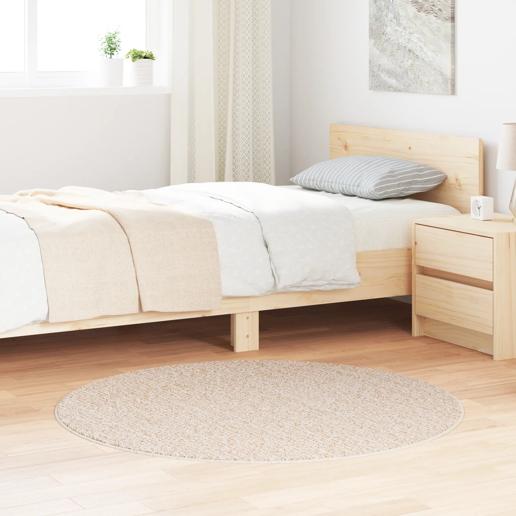Tapete Peludo vidaXL com Revestimento de Látex Creme ø120 cm