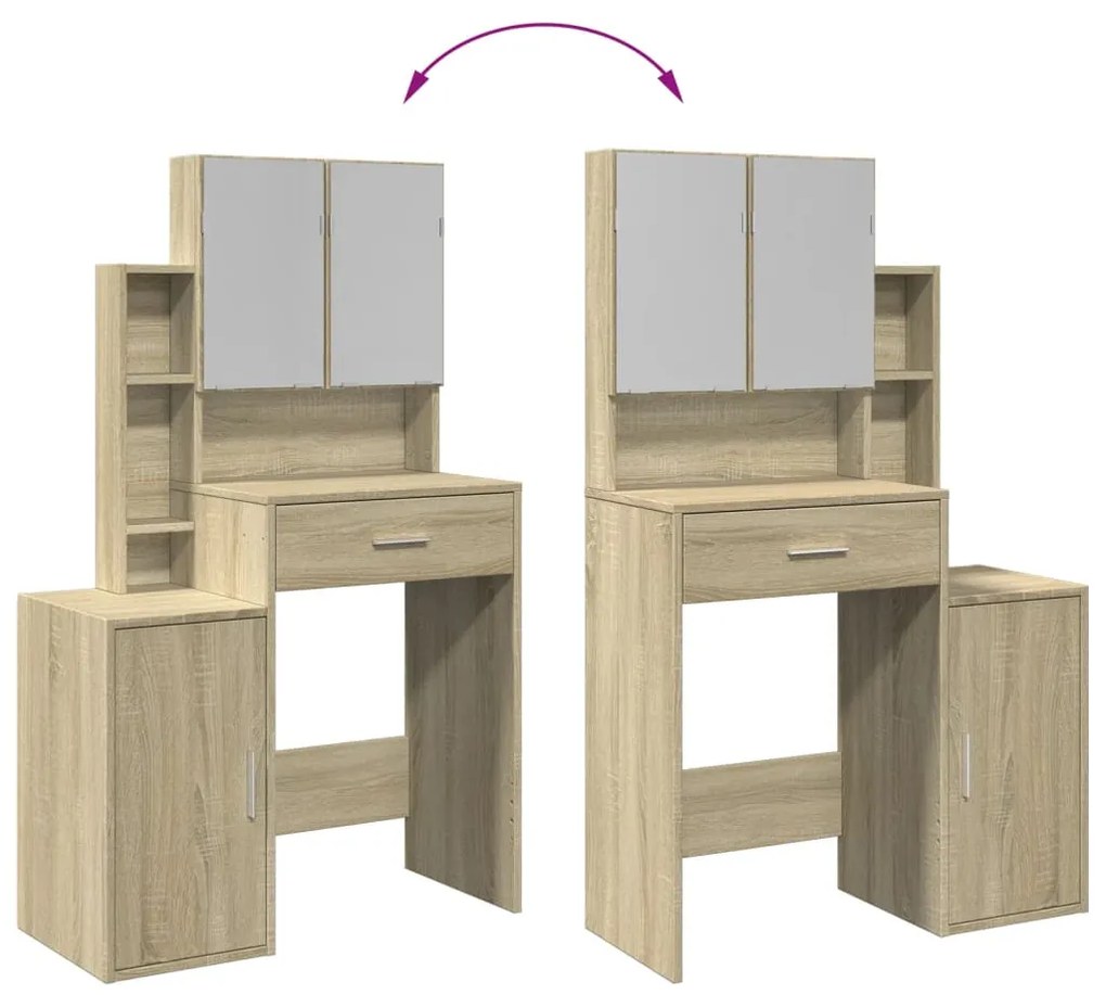 Toucador com armário 80x35x132 cm cor carvalho sonoma