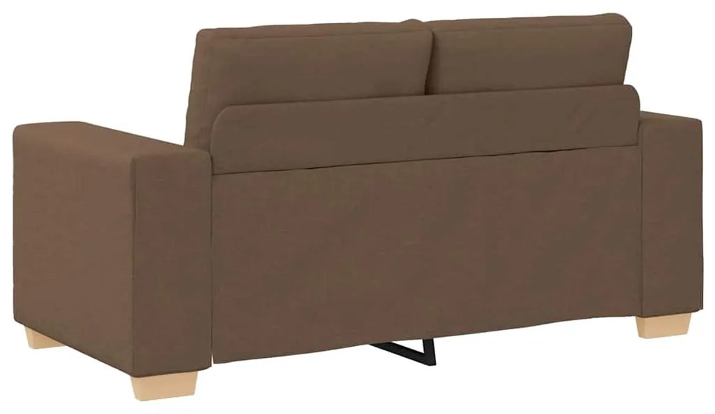 Conjunto de Sofás de 3 Peças com Almofadas em Tecido Castanho