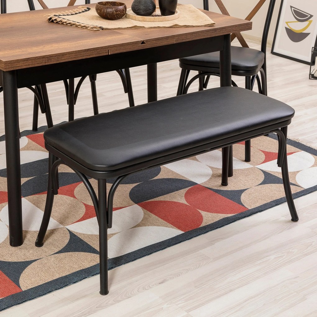 Conjunto de Mesa de Jantar Extensível Oliver – Preto – Mesa: 120x77x75