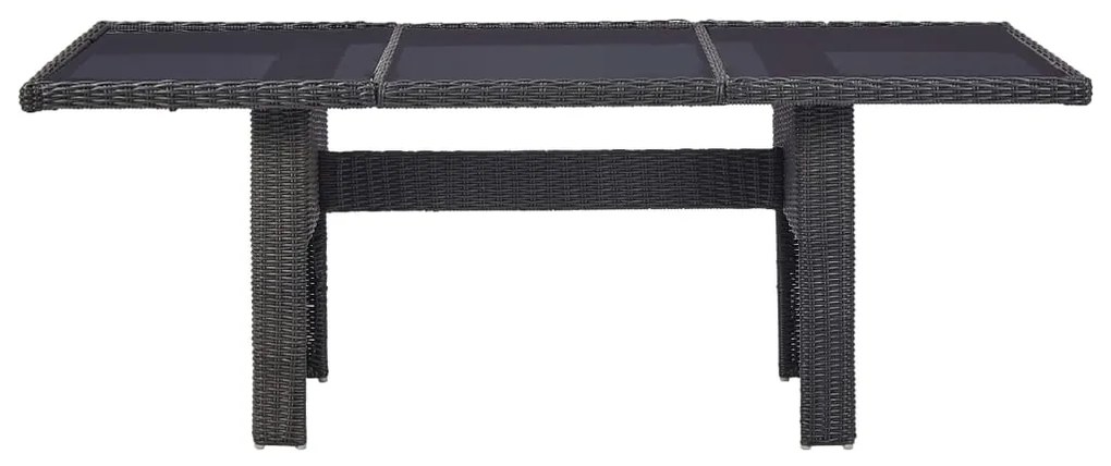 9 pcs conjunto de jantar para jardim vime PE preto