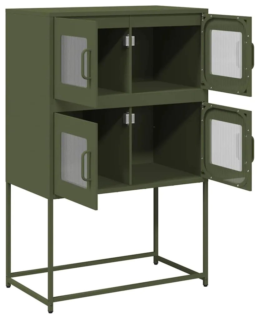 Aparador alto 68x39x107 cm aço verde azeitona
