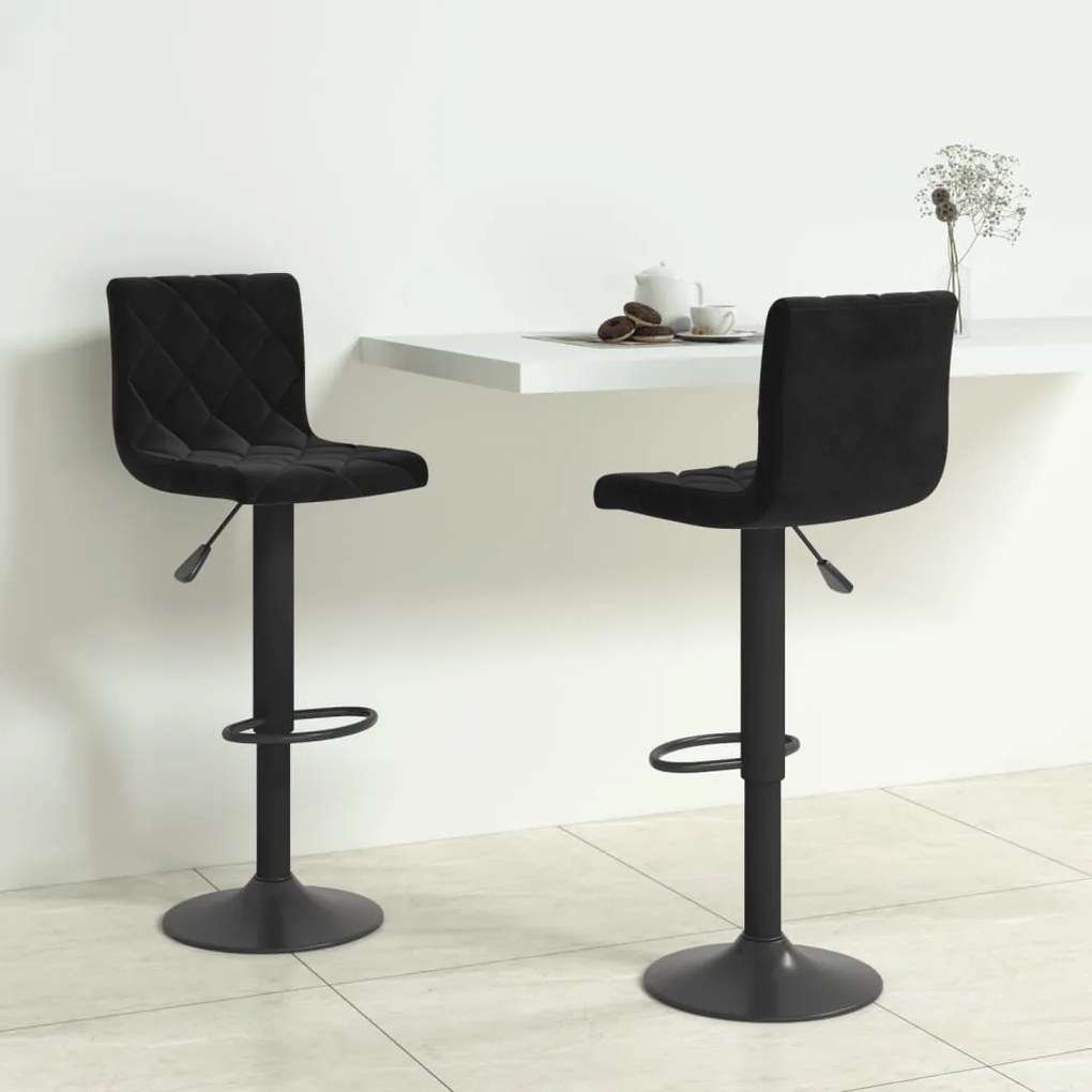 333728 vidaXL Bancos de bar 2 pcs veludo preto