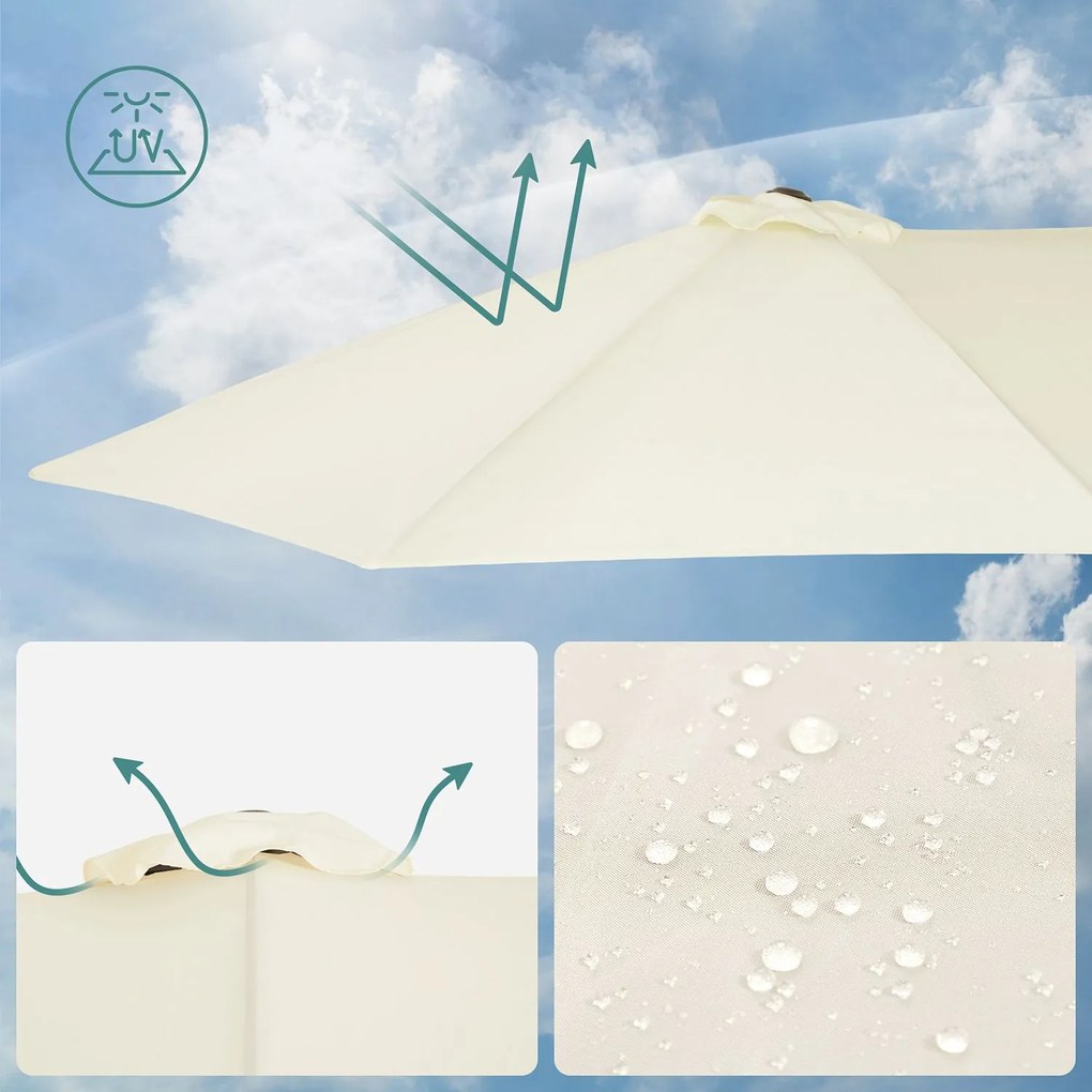 Guarda-sol duplo 460 x 270 cm (C x L) com manivela UPF 50+bege