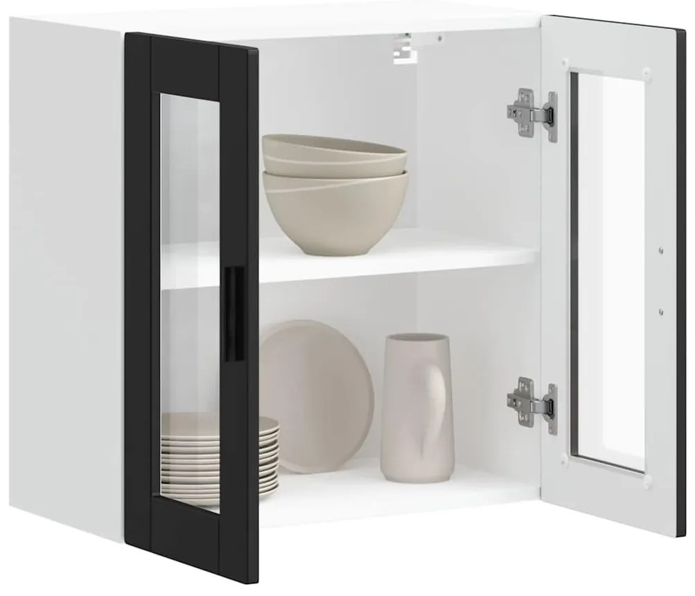 Armário de parede de cozinha com porta de vidro Porto preto