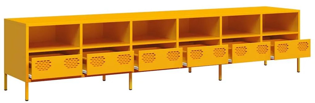 Móvel de TV 202x39x43,5 cm aço laminado a frio amarelo mostarda