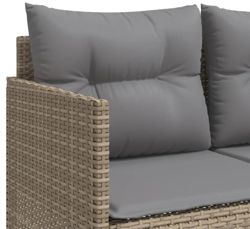 5 pcs conjunto de sofás p/ jardim com almofadões vime PE bege