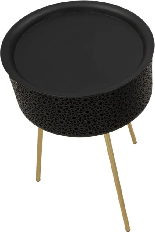 MESA DE CENTRO Ø 40X65 CM DOURADA E PRETA