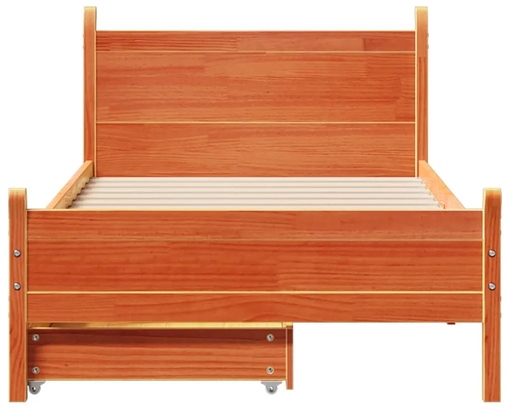 Cama sem colchão 90x190 cm madeira de pinho maciça castanho-mel