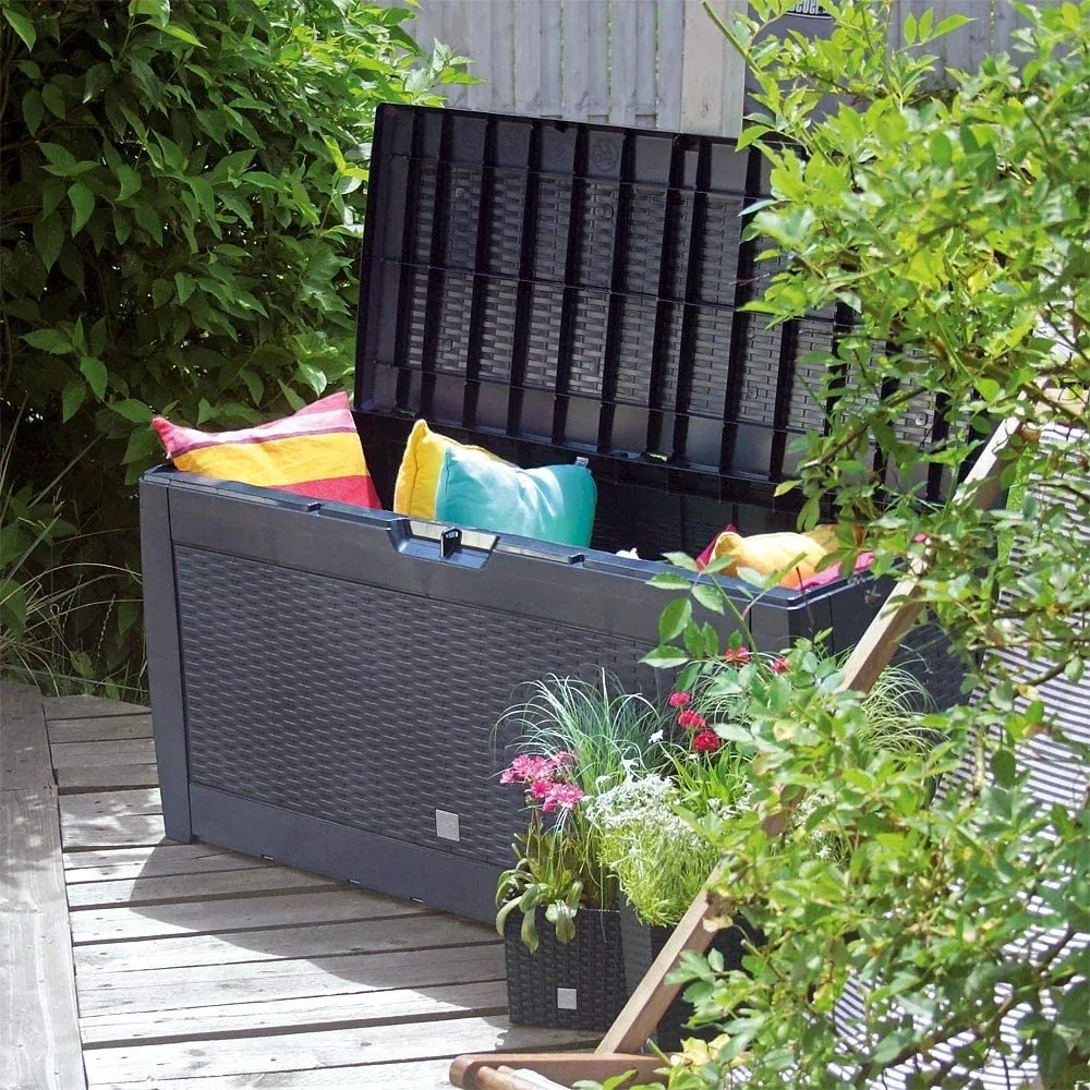 Caixa exterior com tampo Matuba 310L Rodas 119 x 48 x 60 cm Castanho