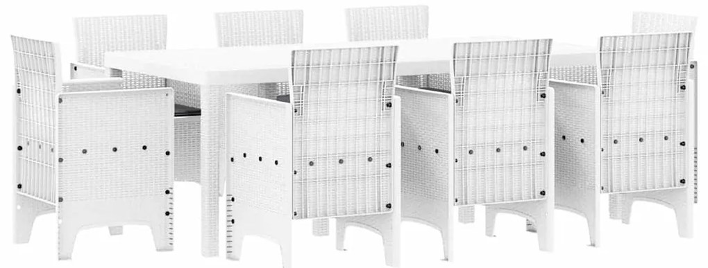 Conjunto de Jantar de Jardim 9 pcs Branco Vime