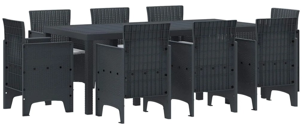 vidaXL Conjunto de Jantar para Jardim 9 pcs Antracite Polipropileno