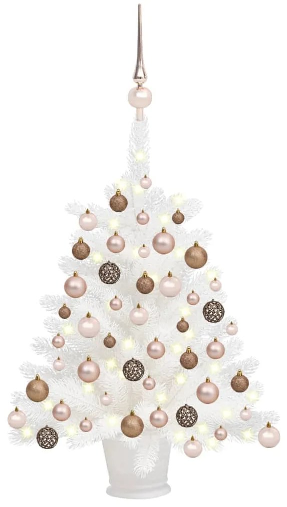 vidaXL Árvore Natal artificial pré-iluminada c/ bolas branco