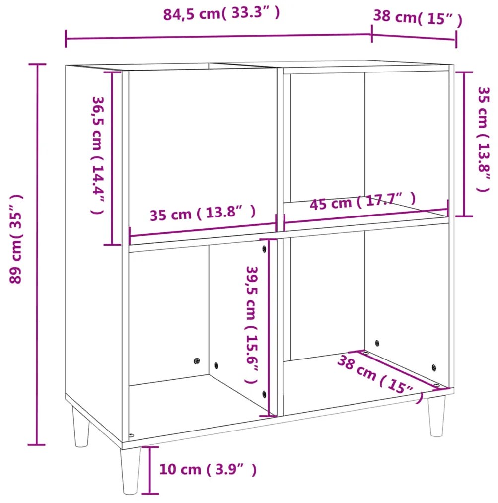 Armário p/ discos 84,5x38x89 cm derivados madeira cinza sonoma
