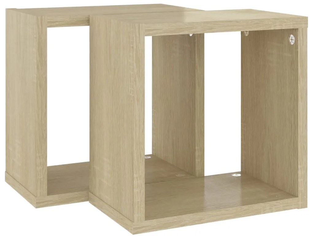 Prateleiras de parede em forma de cubo 2 pcs 26x15x26 cm sonoma