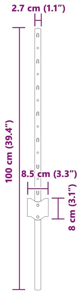 Postes de Cerca Prateados 44 pcs Cinzeto 100 x 0.6 m