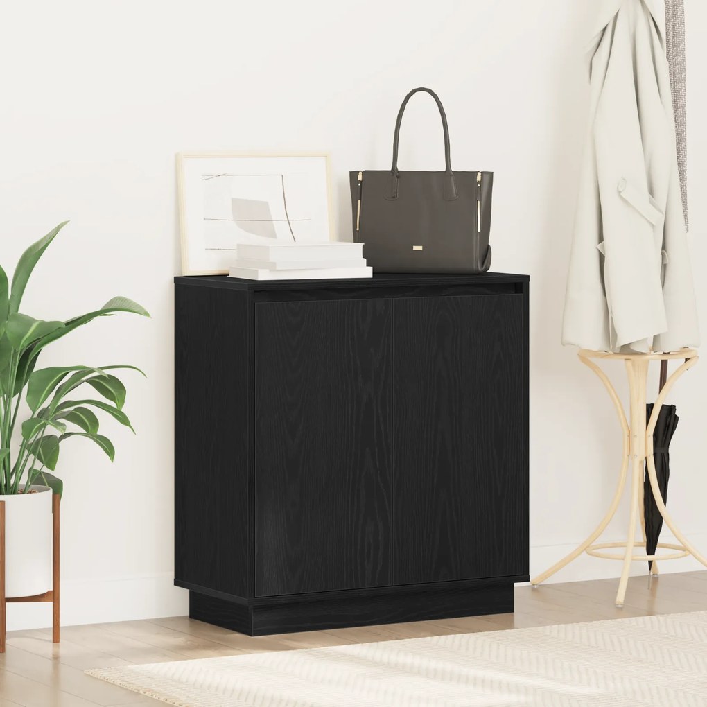 Aparador vidaXL com LED em Carvalho Preto 71x34,5x75 cm em Madeira Eng