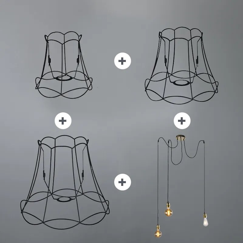 Candeeiro de suspensão retro preto - Granny Frame 3 Retro