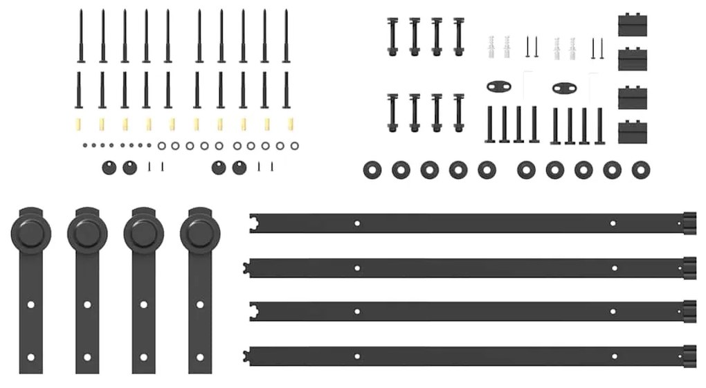 Kit de ferragens para porta deslizante 183 cm aço preto