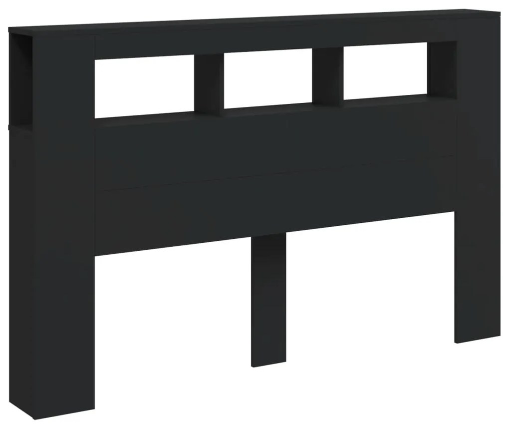 Cabeceira cama c/ LEDs 160x18,5x103,5 cm deriv. madeira preto