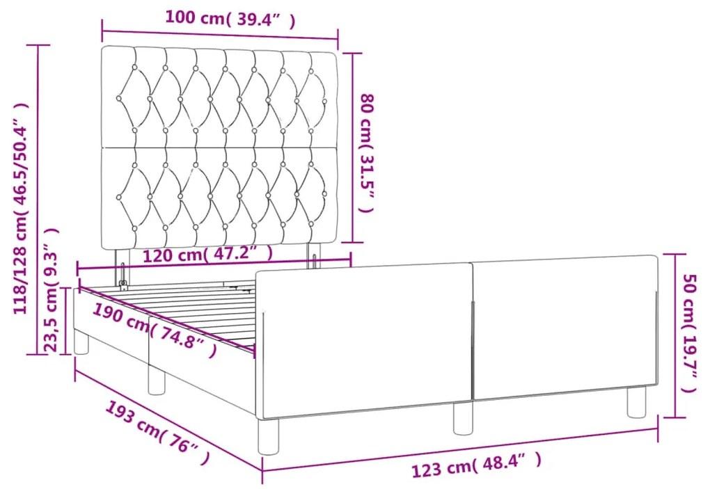 Estrutura de cama com colchão 120x190 cm veludo rosa