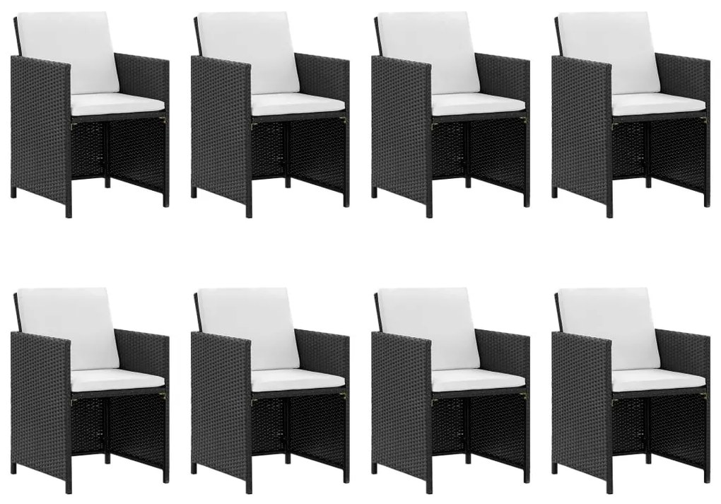 13 pcs conjunto jantar exterior com almofadões vime PE preto