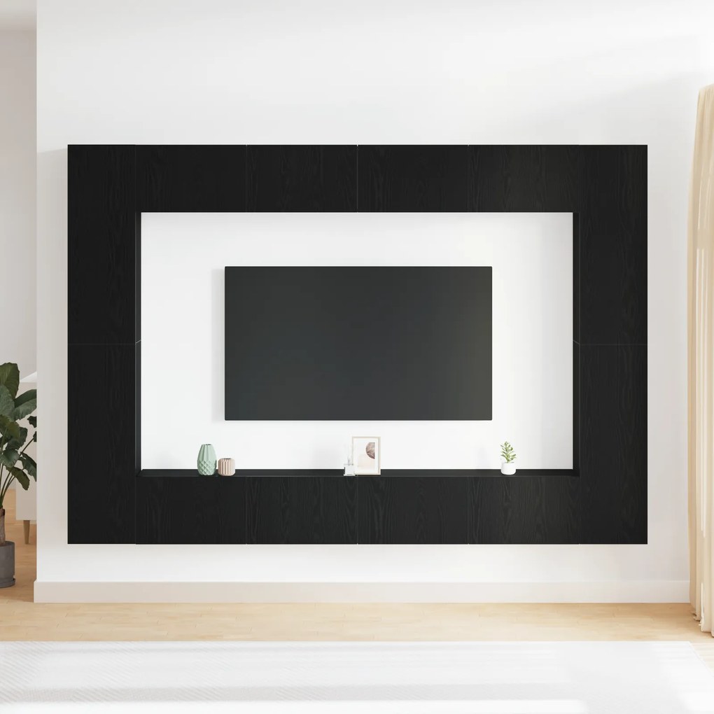 Conjunto de 8 Peças de Armário de TV Montado na Parede em Carvalho Pre