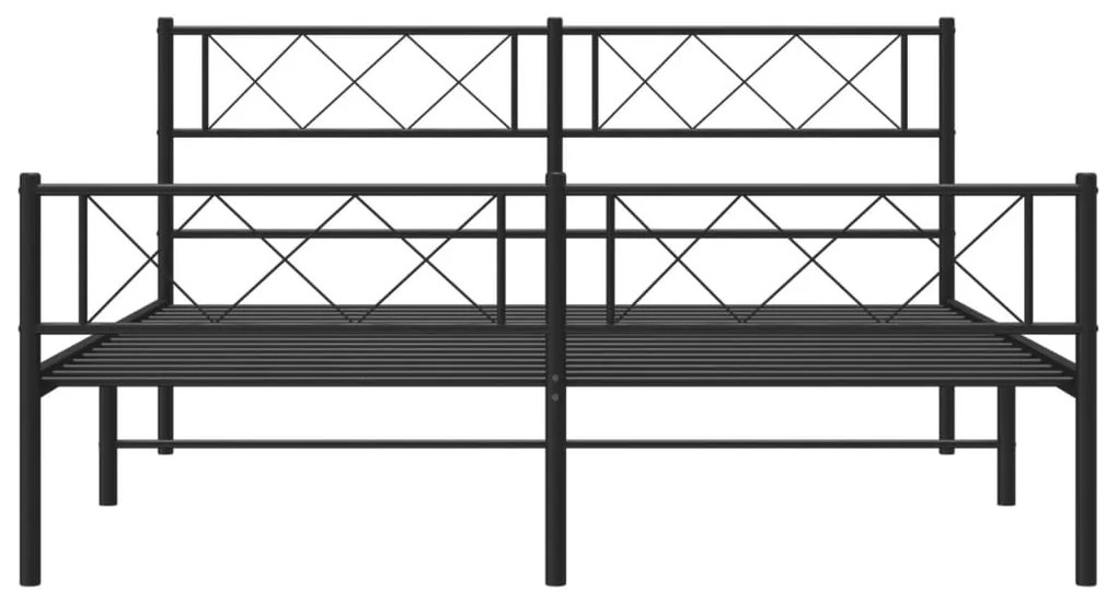 Estrutura de cama com cabeceira e pés 120x190 cm metal preto