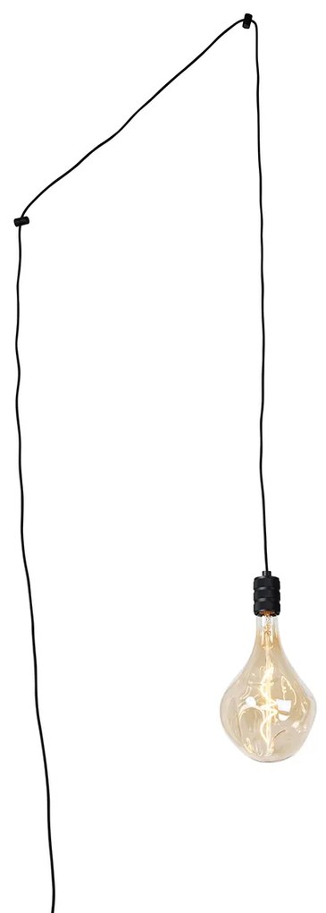 LED Candeeiro de suspensão preto com ficha incl. PS160 dourado regulável - Cavalux Design,Moderno