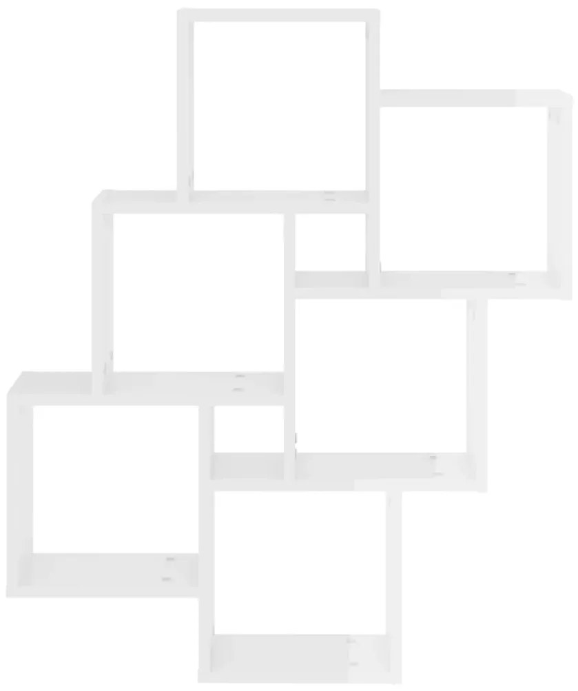 Estante de parede cúbica derivados de madeira branco brilhante