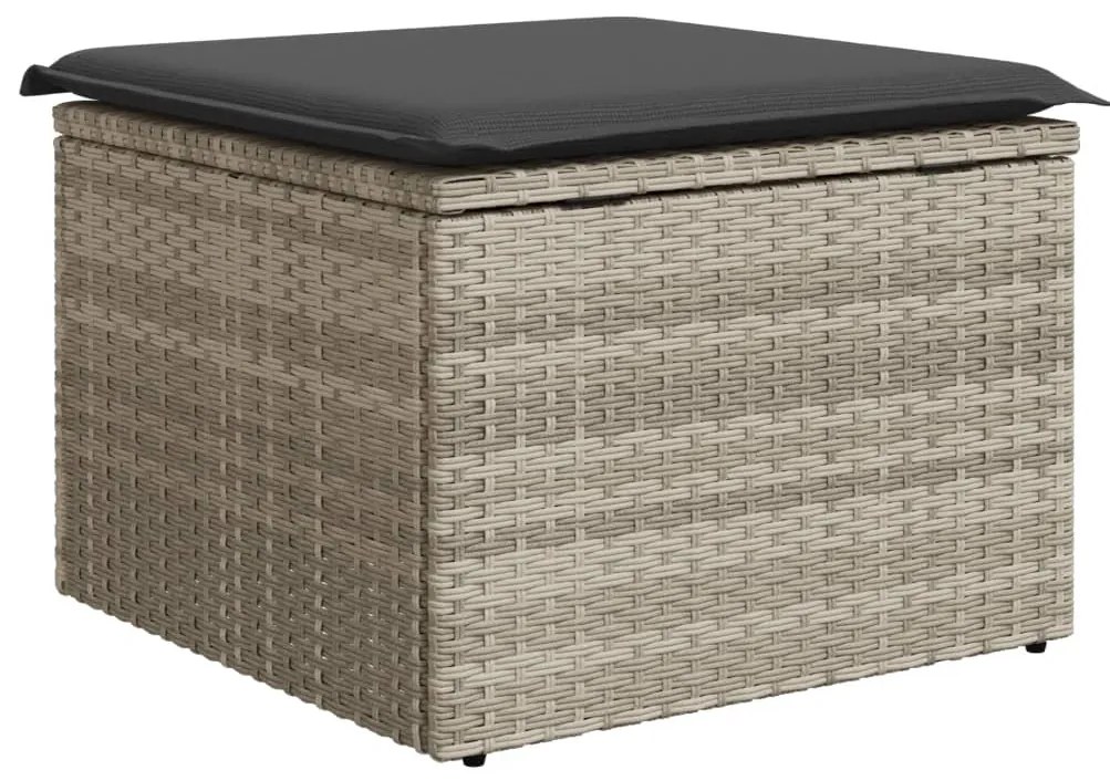 Banco de jardim com almofada 55x55x37 cm vime PE cinzento claro