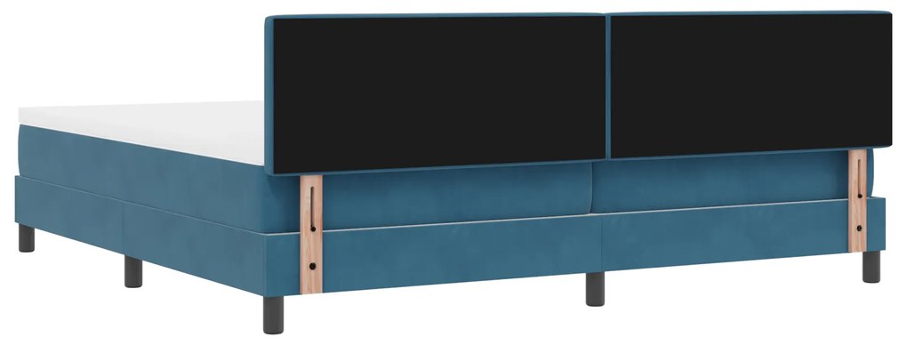 Cama Box Spring com Colchão Azul Escuro 200x200 cm Veludo