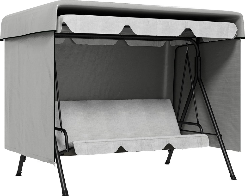 Outsunny Capa Protetora para Baloiço de Jardim de 3 Lugares 215x155x150 cm Cobertura para Móveis de Exterior Cinzento Claro | Aosom Portugal