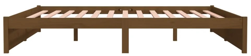 Estrutura de cama 200x200 cm madeira maciça castanho mel