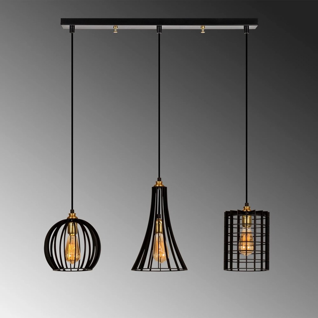 Candeeiro de Teto Fellini – Preto – 70 x 23 cm