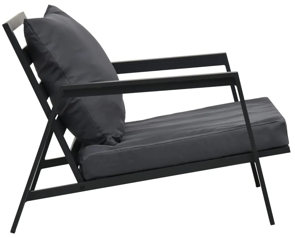 5 pcs conjunto lounge jardim + almofadões alumínio cinza-escuro
