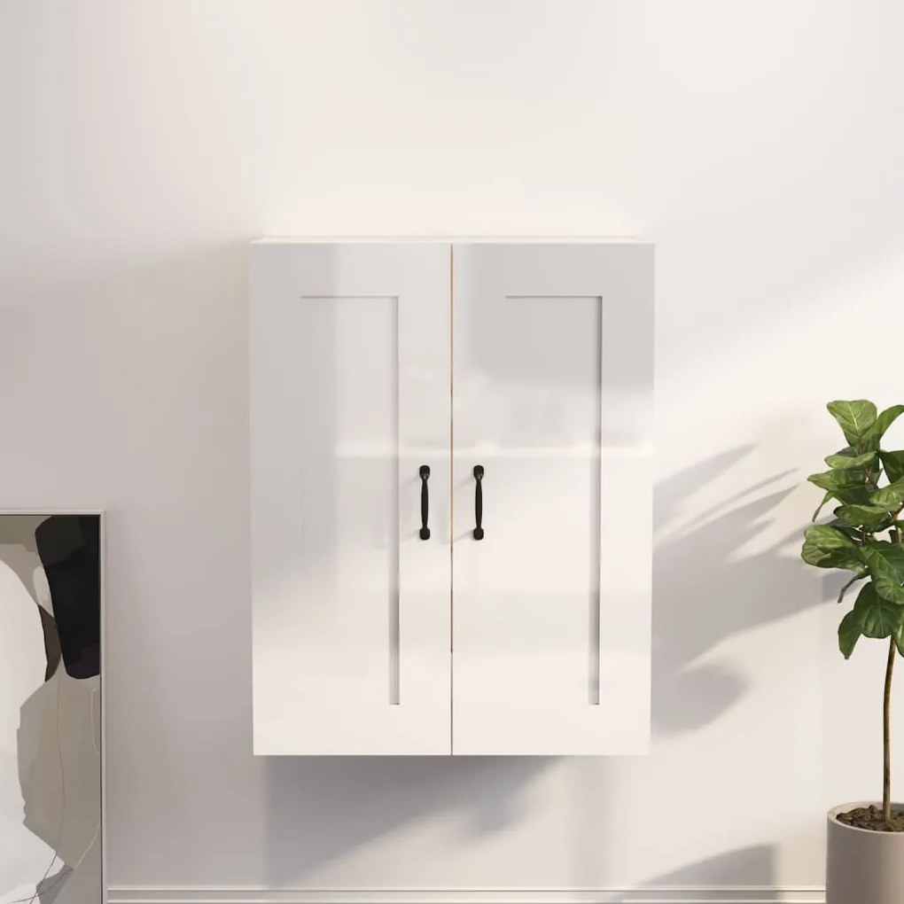 812309 vidaXL Armário de parede suspenso 69,5x32,5x90 cm branco brilhante