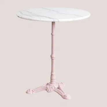Mesa De Bar Redonda Em Mármore Moka Rosa Algodão Doce & Mármore Branco Guangxi & Ø70 Cm - Sklum