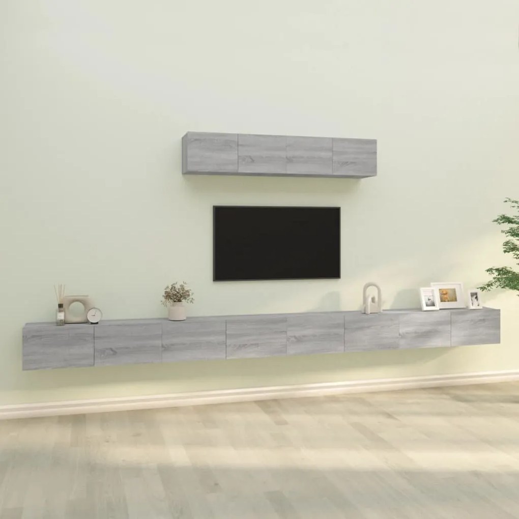 vidaXL Conjunto móveis de TV 6 pcs madeira processada sonoma cinza