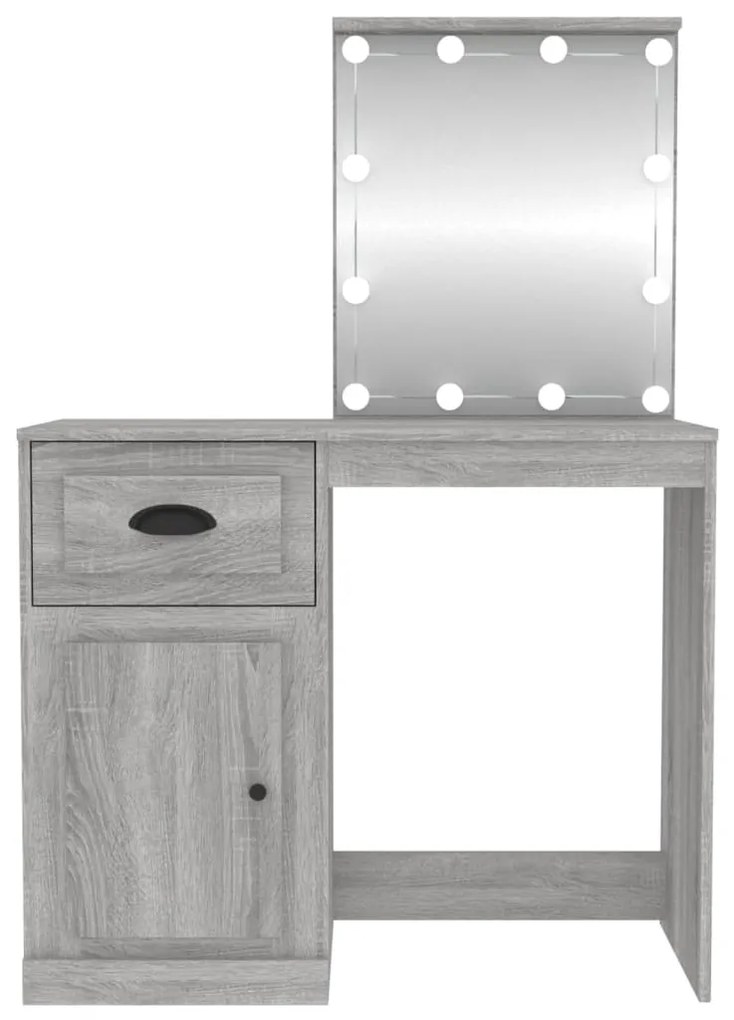 Toucador com LEDs 90x50x132,5 cm derivados madeira cinza sonoma