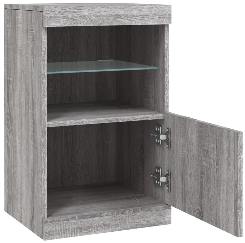 Aparador com luzes LED 41x37x67 cm cinzento sonoma